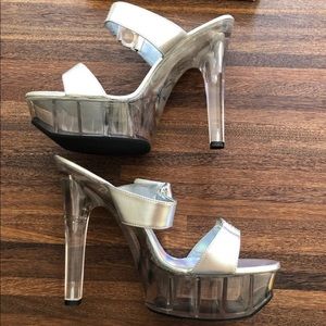 Silver Clear Platform Heels